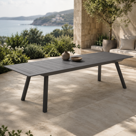 שולחן גינה אלומיניום נפתח 216-297X100X77 ס"מ אפור | KANTU
