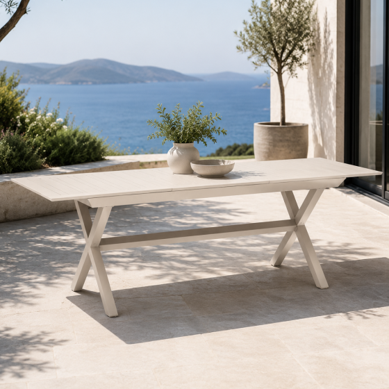 שולחן גינה אלומיניום נפתח 216-297X100X77 ס"מ בז' | VITRAZ