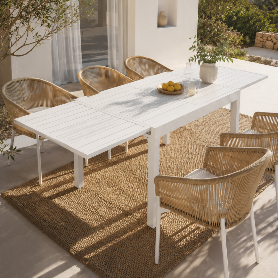 שולחן גינה אלומיניום נפתח 135-270X90X75 ס"מ | צבע לבן